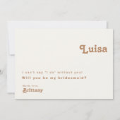 Plage Retro | Carte de proposition Gold Bridesmaid (Dos)