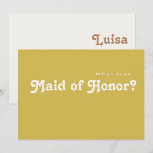 Plage Retro | Carte D'Offre D'Honneur Maid Of Hono (Devant / Derrière)