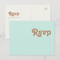 Plage Retro | Carte postale RSVP Mariage Aqua
