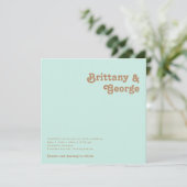 Plage Retro | Faire-part de mariage Carré Aqua (Debout devant)