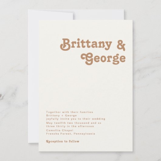 Plage Retro | Faire-part de mariage ivoire (Devant)