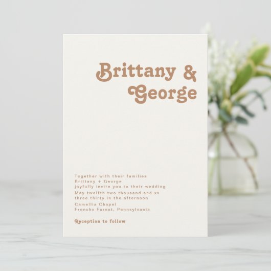 Plage Retro | Faire-part de mariage ivoire (Debout devant)