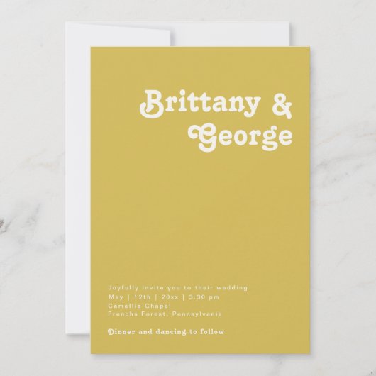 Plage Retro | Gold All In One Faire-part de mariag (Devant)