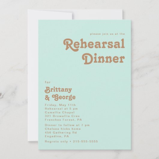 Plage Retro | Invitation au dîner de répétition d' (Devant)