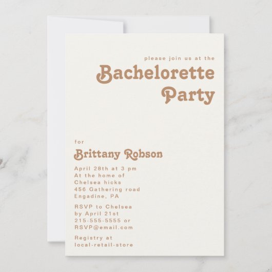 Plage Retro | Ivory Bachelorette Party Invitation (Devant)