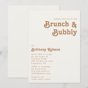 Plage Retro Ivory Brunch et Bubbly Invitation