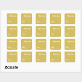 Plage Retro | Sticker Carré Mariage or (Feuille)