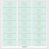 Plage Retro | Sticker d'adresse du Mariage Aqua (Feuille)