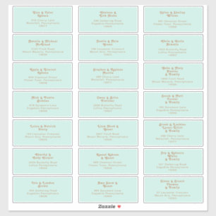 Plage Retro   Sticker d'adresse du Mariage Aqua