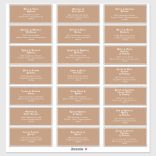 Plage Retro   Sticker d'adresse du Mariage Brown