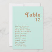 Plage Retro | Tableau des numéros de table Aqua (Dos)