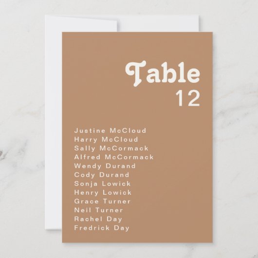 Plage Retro | Tableau des numéros de table Brown (Dos)