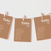 Plage Retro | Tableau des numéros de table Brown