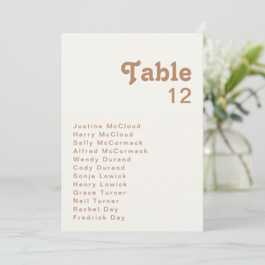 Plage Retro | Tableau des numéros de table ivoire (Debout devant)