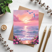 Plage rose | Carte côtière de coucher de soleil oc