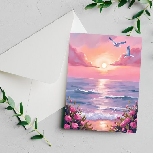 Plage rose | Carte côtière de coucher de soleil oc