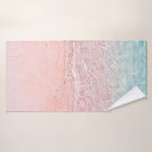 Plage rose et vague (Serviette de bain)