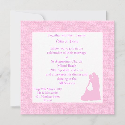 Plage rose Mariage Invitation avec couple dansant (Devant)
