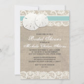 Plage Rustique Burlap Dentelle nuptiale Invitation (Devant)