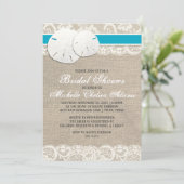 Plage Rustique Burlap Dentelle nuptiale Invitation (Debout devant)
