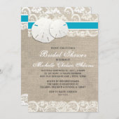 Plage Rustique Burlap Dentelle nuptiale Invitation (Devant / Derrière)