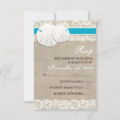 Plage Rustique Burlap Dentelle RSVP Card - Malibu (Devant)