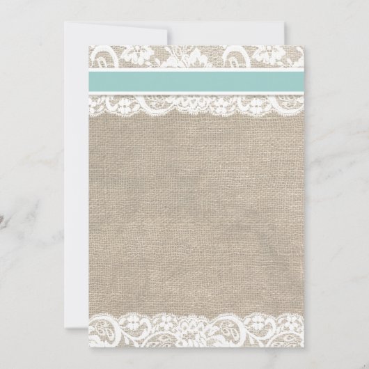 Plage Rustique Burlap Lace Faire-part de mariage (Dos)