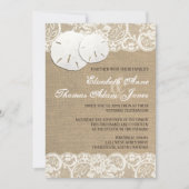 Plage Rustique Chaud Burlap Faire-part de mariage  (Devant)
