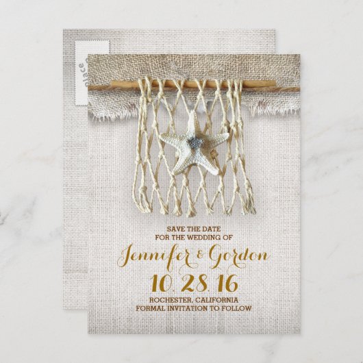 Plage rustique nautique enregistrer la date cartes (Devant / Derrière)