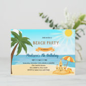 Plage sable château invitation anniversaire (Debout devant)