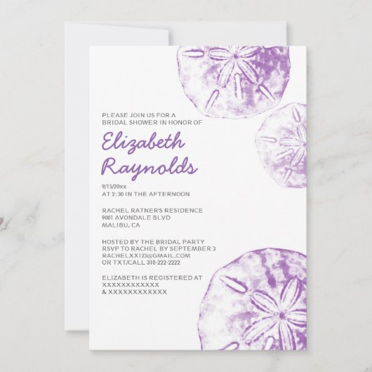 Plage Sable Dollar Invitations de douche nuptiale (Devant)