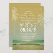 PLAGE sable mer vagues & palmiers faire-part de ma (Devant / Derrière)