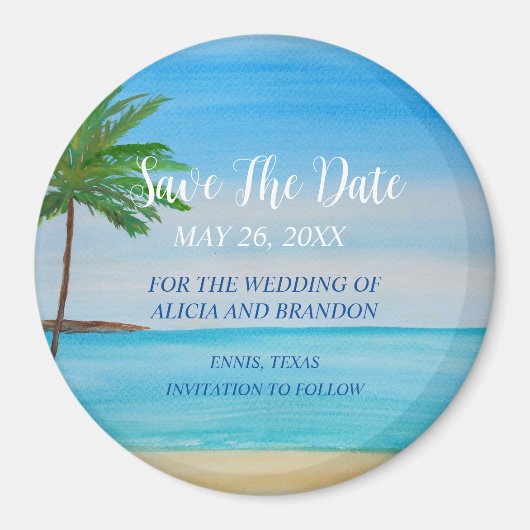 Plage Sable Tropical Mariage Moderne Waves Magnet (Devant)