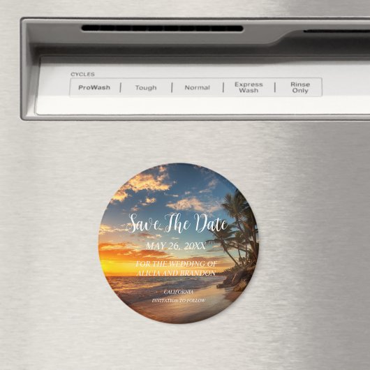 Plage Sable Tropical Mariage Moderne Waves Magnet (In Situ (Lave-vaisselle))