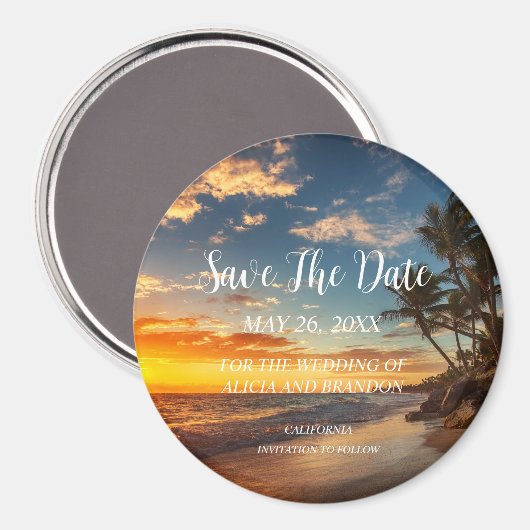 Plage Sable Tropical Mariage Moderne Waves Magnet (Recto/Verso)