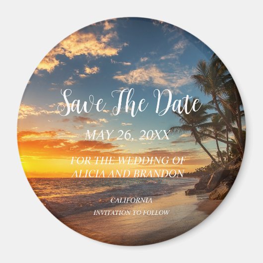 Plage Sable Tropical Mariage Moderne Waves Magnet (Devant)