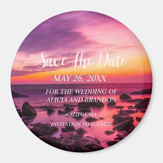 Plage Sable Tropical Mariage Moderne Waves Magnet (Devant)