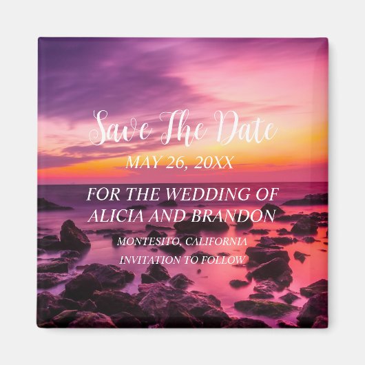 Plage Sable Tropical Mariage Moderne Waves Magnet (Devant)