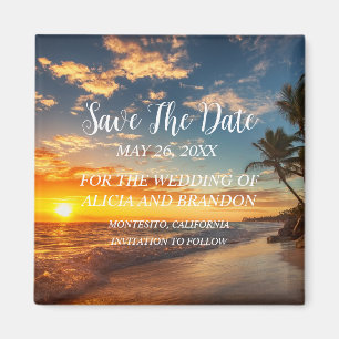 Plage Sable Tropical Mariage Moderne Waves Magnet