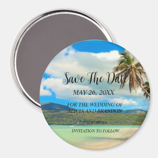 Plage Sable Tropical Mariage Moderne Waves Magnet (Recto/Verso)