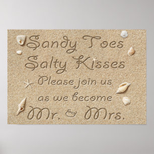 Plage Sandy Toes Salty Kisses Mr & Mrs Poster