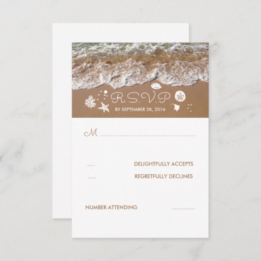 Plage Sandy Waves Mariage d'été Carte RSVP (Devant / Derrière)