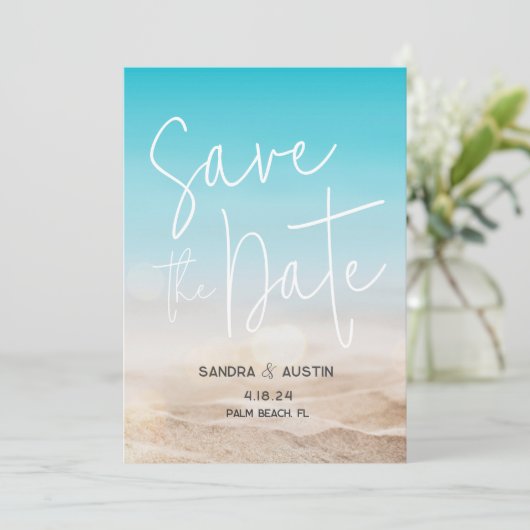 Plage "Save the Date" Faire-part de mariage (Debout devant)