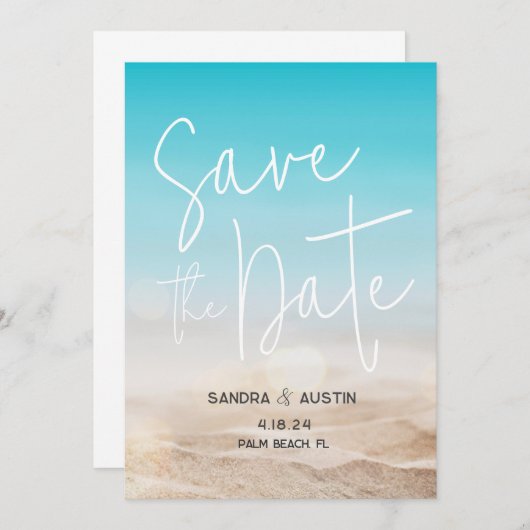 Plage "Save the Date" Faire-part de mariage (Devant / Derrière)