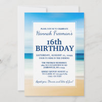 Plage Scène 16e anniversaire de fête Invitation