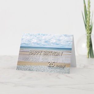Plage scène 25e anniversaire carte avec lettres 3D