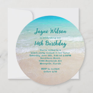 Plage Scène Ado Fille Anniversaire Fête Invitation