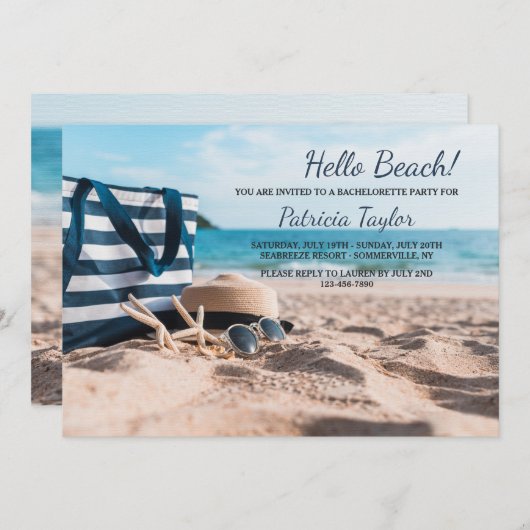 Plage Scène Bachelorette Invitations (Devant / Derrière)