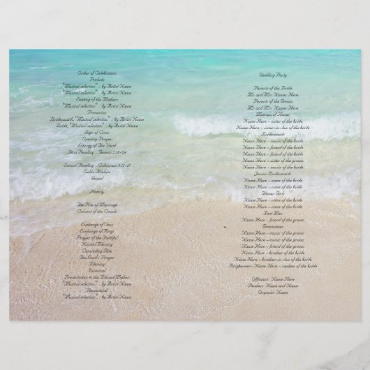 Plage Scène Catholique Cérémonie Folle Programme (Dos)