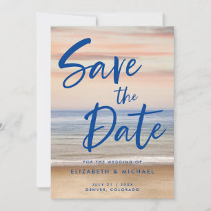 Plage Scène Mariage Enregistrer La Date Invitation